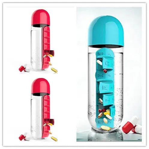 Direct Selling Two-In-One Water Cup Pill Box 7-Day Pill Box 7 Grids Outdoor Easy To Carry Water Bottle One Week With Pill Box Cup - Bellarte Enchanté Direct Selling Two-In-One Water Cup Pill Box 7-Day Pill Box 7 Grids Outdoor Easy To Carry Water Bottle One Week With Pill Box Cup